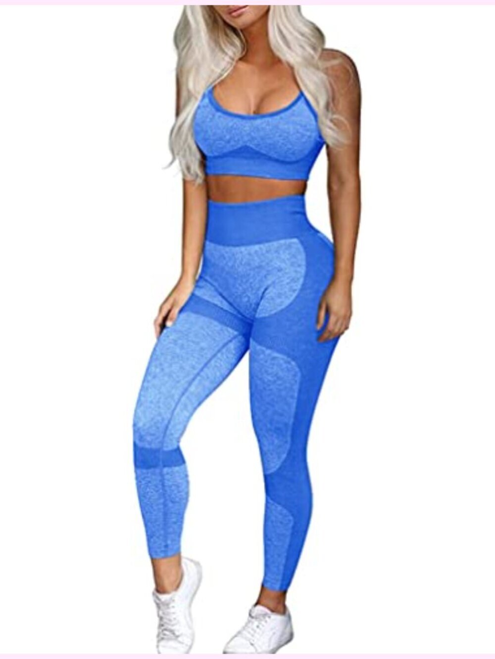 Seamless workout set: yoga leggings and cross-strap sports bra activewear